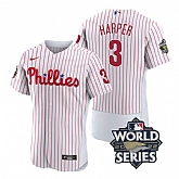 Phillies 3 Bryce Harper White Nike 2022 World Series Flexbase Jersey,baseball caps,new era cap wholesale,wholesale hats